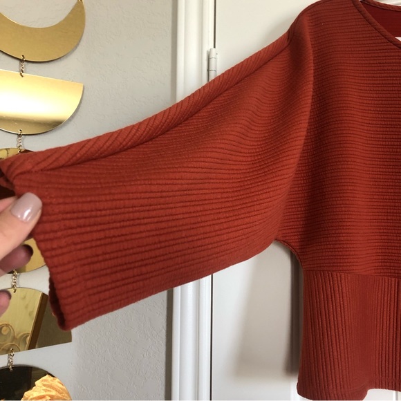 Marc New York rust structured long-sleeve blouse medium - Picture 2 of 6